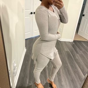Casual Ribbed Knit Two Piece Set Boutique Pretty Little Thing Set Medium Cozy